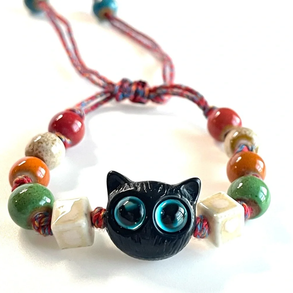 Colorful Cat Bead Bracelet